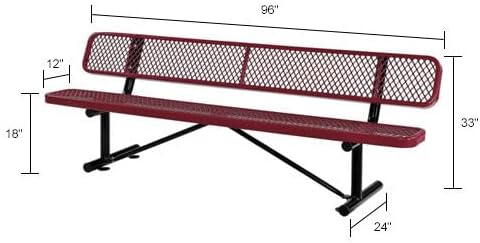 Global Industrial 8'L Heavy Duty Expanded Metal Mesh Bench - Image 2