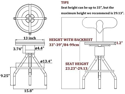 LOKKHAN Set of 2 Rustic Industrial Bar Stool-24-30 Adjustable Metal Swivel - Image 3