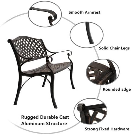 40.5" Outdoor Garden Bench, Patio Furniture Cast Aluminum Bench - Image 5
