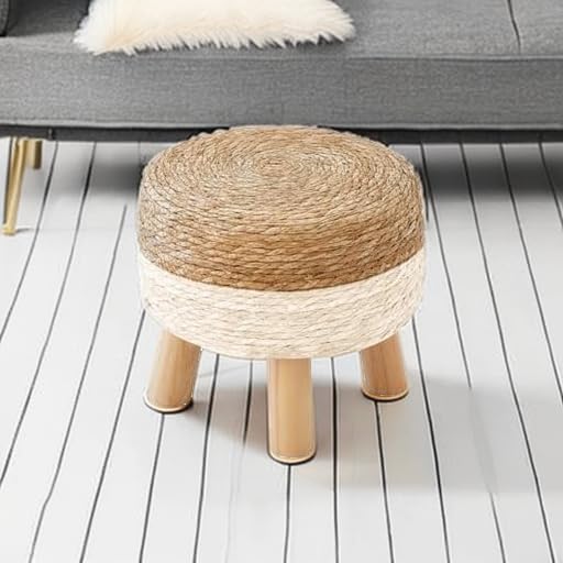 Round Ottoman, Natural Seagrass Footstool - Image 5