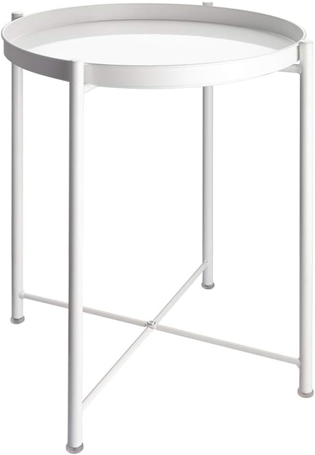 EKNITEY End Table, Folding Metal Side Table Waterproof Small Coffee Table Sofa by EKNITEY