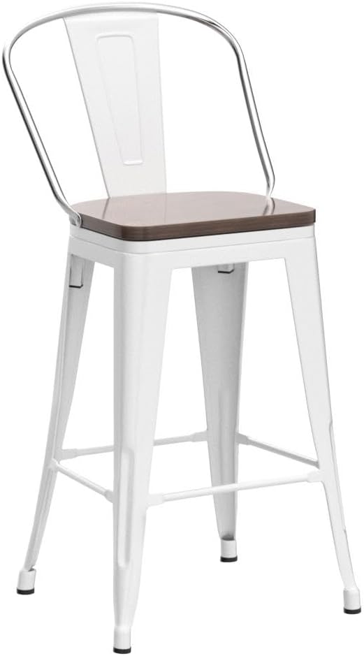 Alunaune 30" Swivel Metal Bar Stools Set of 4 High Back Counter Height - Image 5