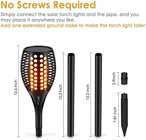Aityvert Upgraded Larger Solar Torch Lights, Waterproof Outdoor Dancing Flames - Image 2
