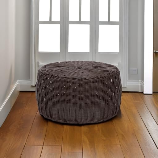 Household Essentials Handwoven Resin Storage Stool Ottoman - Image 5