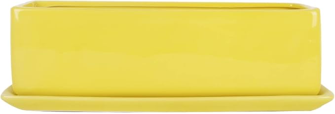 Vencer 14 Inch Rectangular Modern Minimalist Ceramic Succulent Planter Pot - Image 4
