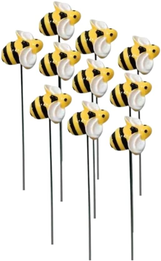DYJAGYO 10Pcs Bee Garden Stakes Decor, Flower Pot Bed GardenDecorGarden Stakes by DYJAGYO