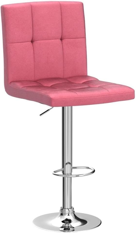 Yaheetech Pink Bar Stools Set of 2, Adjustable Velvet Barstools, Modern Counter - Image 4