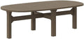 Modway Saratoga Teak Outdoor Oval Coffee Table in Weathered Gray – Low Wood by Modway