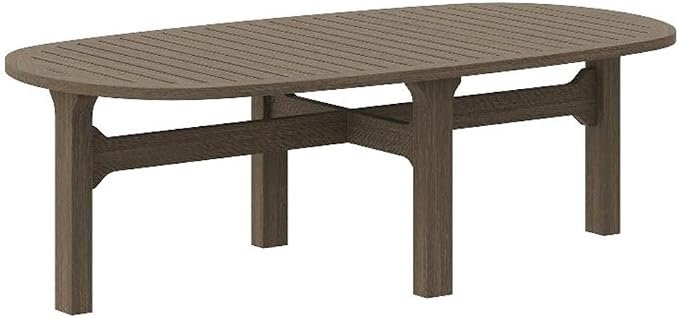 Modway Saratoga Teak Outdoor Oval Coffee Table in Weathered Gray – Low Wood by Modway