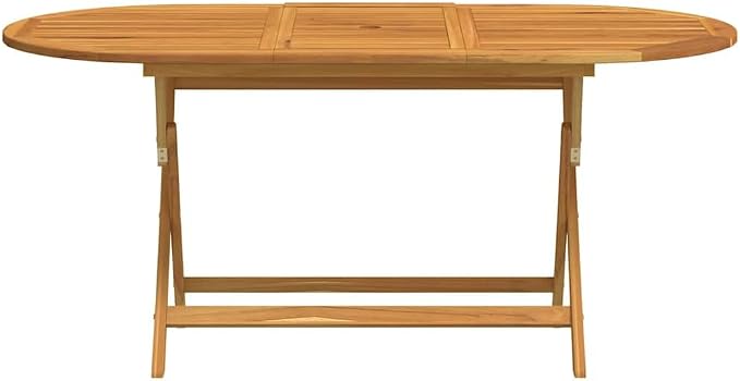 vidaXL Folding Dining Table, Oval Patio Table, Solid Eucalyptus Wood Brown - Image 6