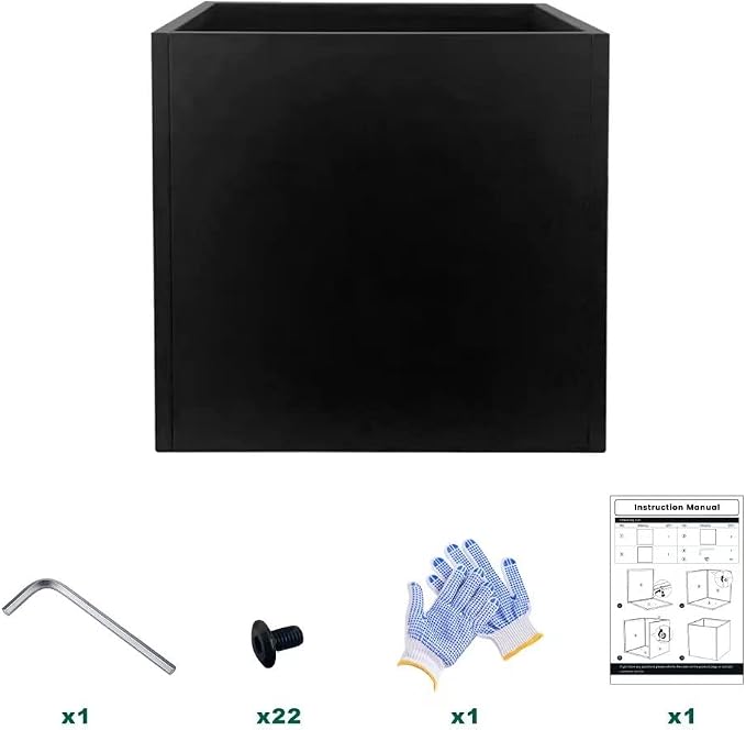 Galvanized Steel Planter Box Black Metal Planter Large Square 32Inch Indoor - Image 2