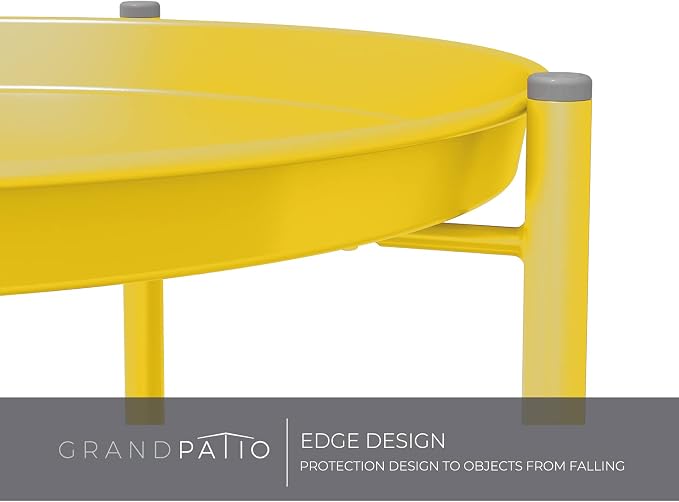 Grand patio Outdoor Side Table 2-Tier Round End Table Yellow - Image 6