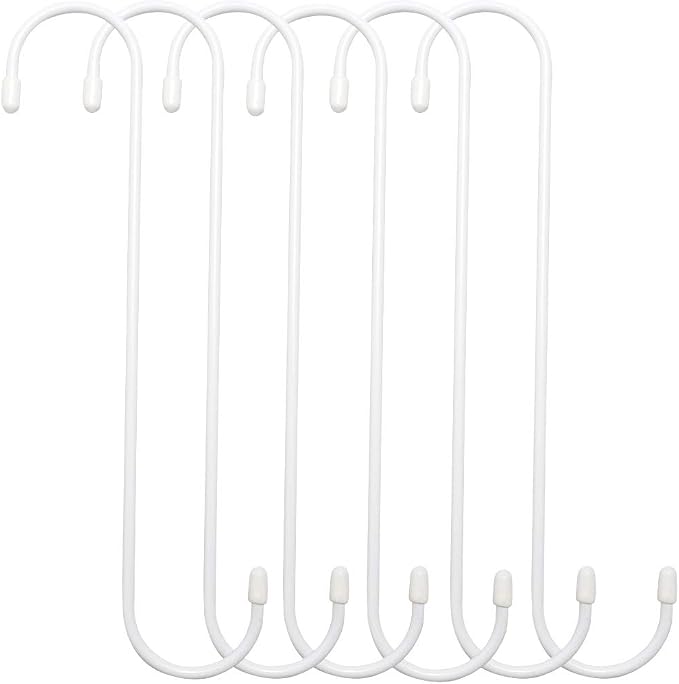 6 Pack 12 inch Extra Large S Hooks White Heavy Duty Plant Hanging Hooks Long S by ESFUN