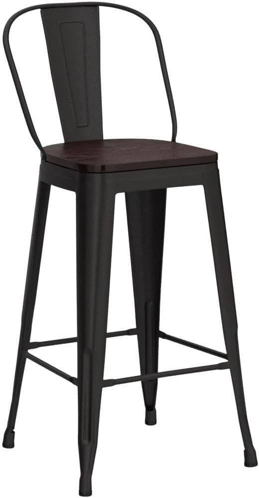 Alunaune 30" Swivel Metal Counter Height Bar Stools Set of 4 High Back - Image 5