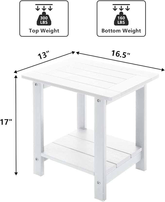Double Adirondack Outdoor Side Table Weather Resistant, Patio Rectangular End - Image 3