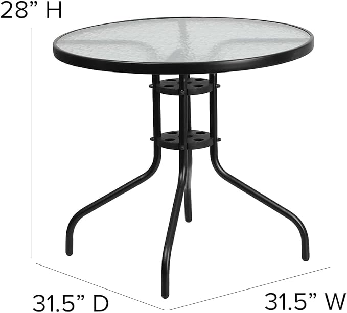 Flash Furniture Bellamy 31.5" Round Indoor/Outdoor Tempered Glass Metal Frame - Image 3