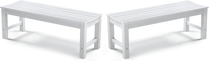 Stoog Outdoor Bench Set of 2, 2-Person Backless Outdoor Benches Weatherproof by Stoog