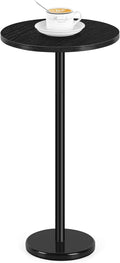 Black Drink Table Small Round Pedestal Side Table by OYEAL