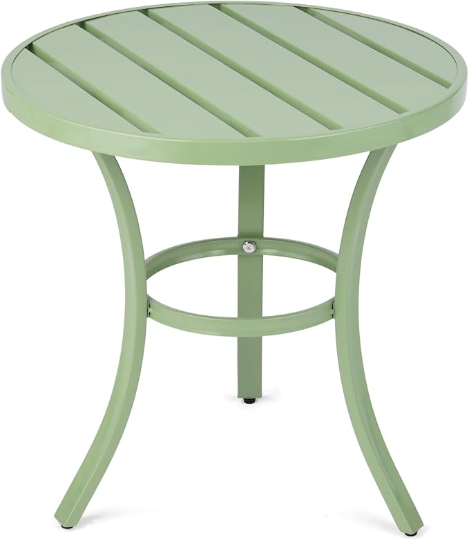 VINGLI Outdoor Side Table, Small Metal Patio End Table, Outdoor Round Table by VINGLI