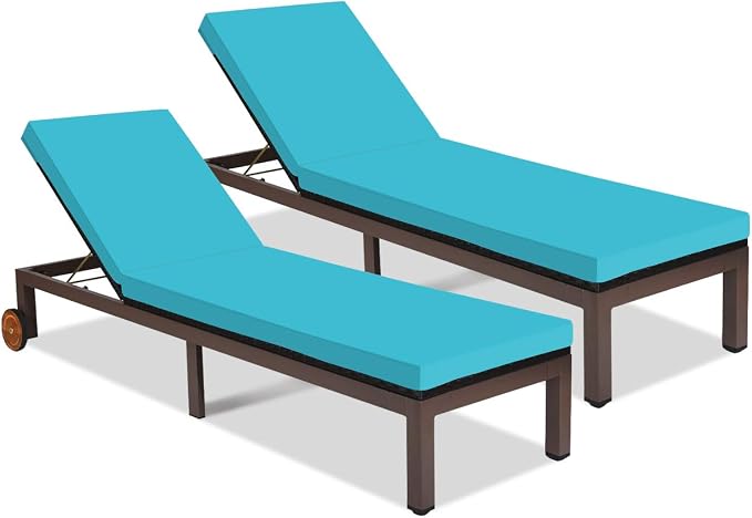 Tangkula Patio Chaise Lounge Chair, Outdoor Rattan Lounger Recliner Chair by TANGKULA