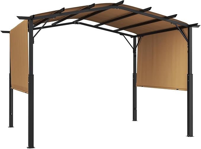 VEVOR 10 x 10 ft Outdoor Pergola, Arched Top Metal Pergola, Retractable Pergola - Image 9