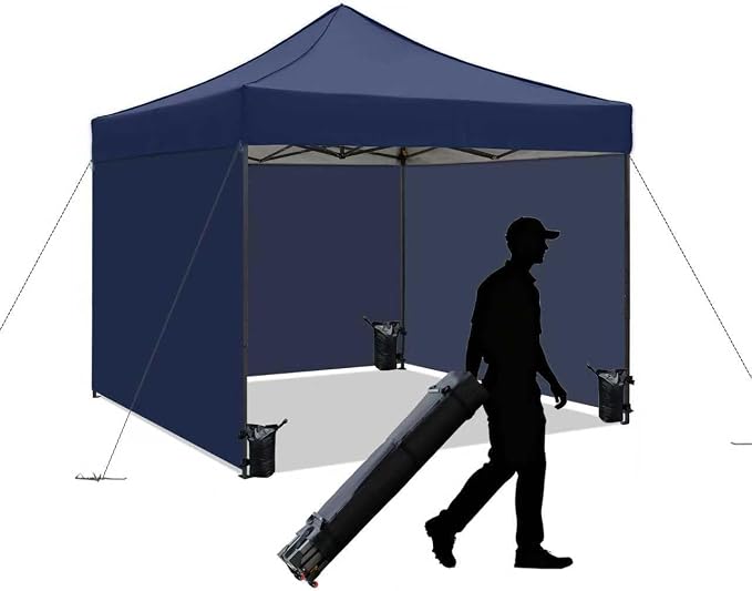 10x10 Pop up Canopy Tent with Sidewalls, Heavy Duty Waterproof Sun Shade Canopy by AERGERGER