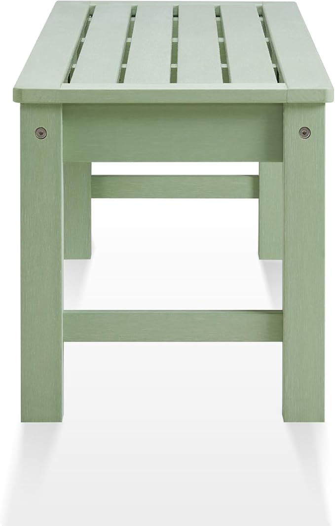 Psilvam 2-Person Outdoor Poly Lumber Patio Backless Bench, Fade-Resistant & - Image 7