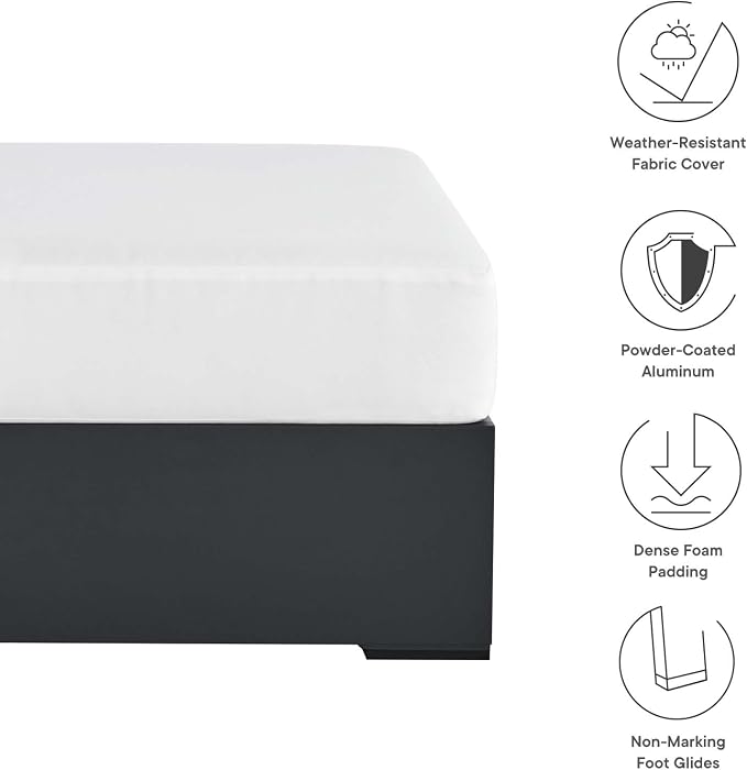 Modway Tahoe Aluminum Ottoman in Gray White - Image 7