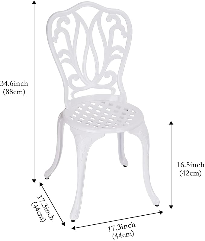 3 Piece Bistro Set, Outdoor Patio Set, Anti-Rust Cast Aluminum Bistro Table Set - Image 5