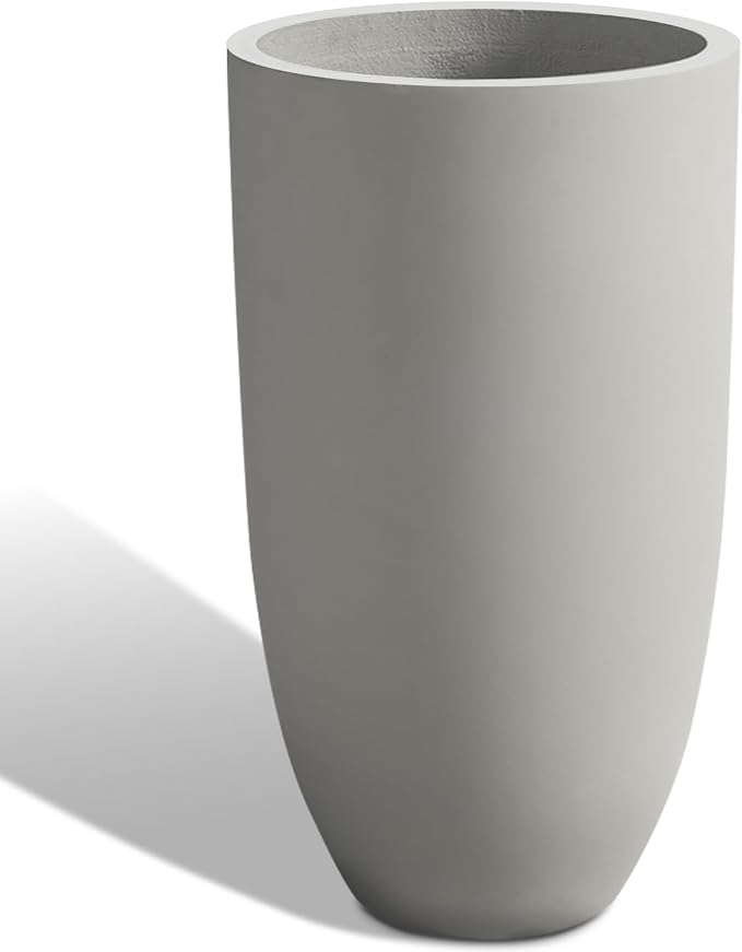 Tall Planters for Outdoor Plants, Large Concrete Flower Pots for Garden Front by Heyzier