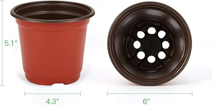 JERIA 200 Pack 6 Inch Plastic Nursery Pots Comewith Drainage Holes, Seedling - Image 2