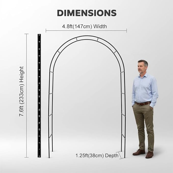 Thickened Metal Garden Arch, 16mm Pipe Diameter Heavy-Duty Garden Arbor - Image 6