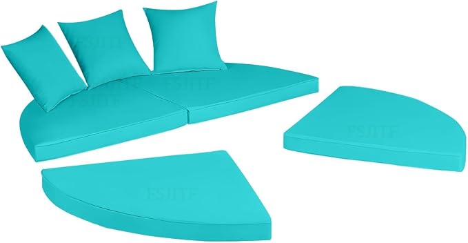 Outdoor Round Daybed Cushion Cover, Replacement Patio 66" Sun Bed 4 in 1 by FSJITF