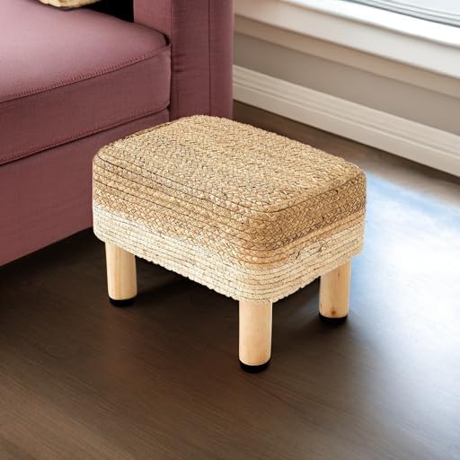 Ottoman Foot Stool Rectangular Footrest Natural Seagrass Footstool - Image 6