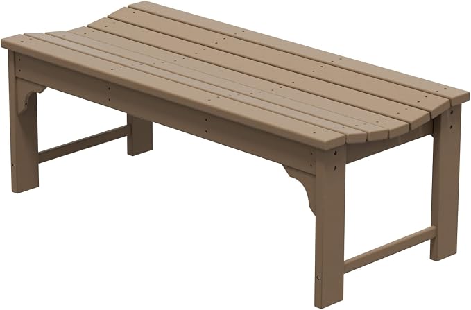 WO Home Furniture Outdoor 46" Backless HDPE Adirondack Bench, Poly Lumber Seat - Image 8