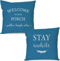 PANDICORN Welcome to Our Porch Stay Awhile Outdoor Decorative Throw Pillow by PANDICORN