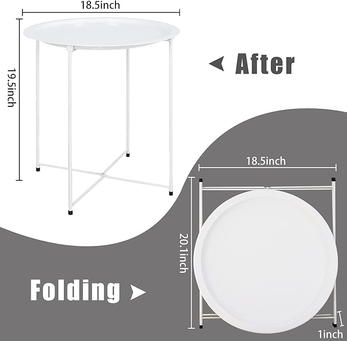 Garden 4 you End Table Metal Side Table Round Folding Tray Cyan Sofa Small - Image 3