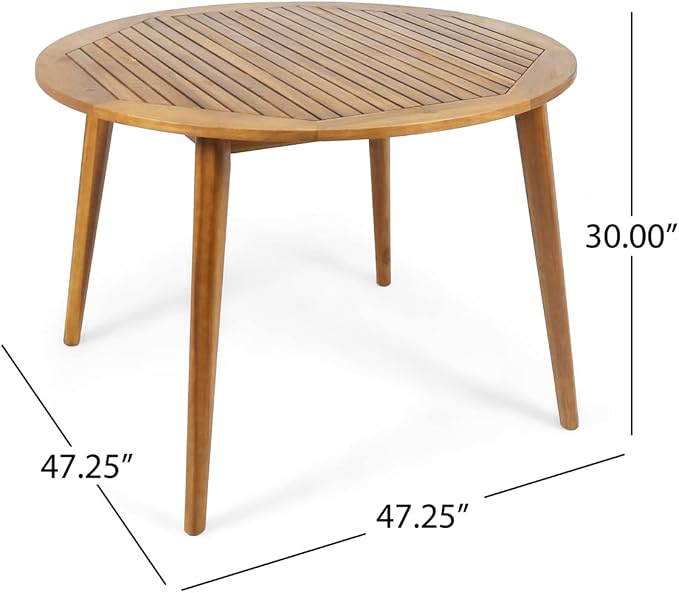 Christopher Knight Home Keth Outdoor 5 Piece Acacia Wood Dining Set, Teak Finish - Image 4