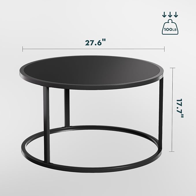 SAYGOER Small Round Coffee Table, Modern Center Table - Image 2