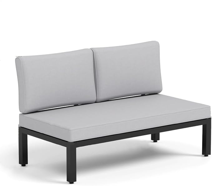 MFSTUDIO 2 Seat Patio Furniture Set, Outdoor Metal Frame Patio Sectional Sofa by MFSTUDIO