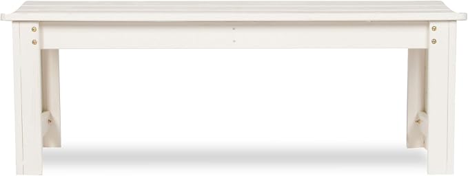 Shine Company Outdoor Wooden Backless Patio Garden Bench, 4 Ft, Eggshell White - Image 3