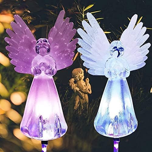 Angel Solar Lights for Cemetery, 2 Pack Solar Lights Outdoor Garden, Color - Image 2