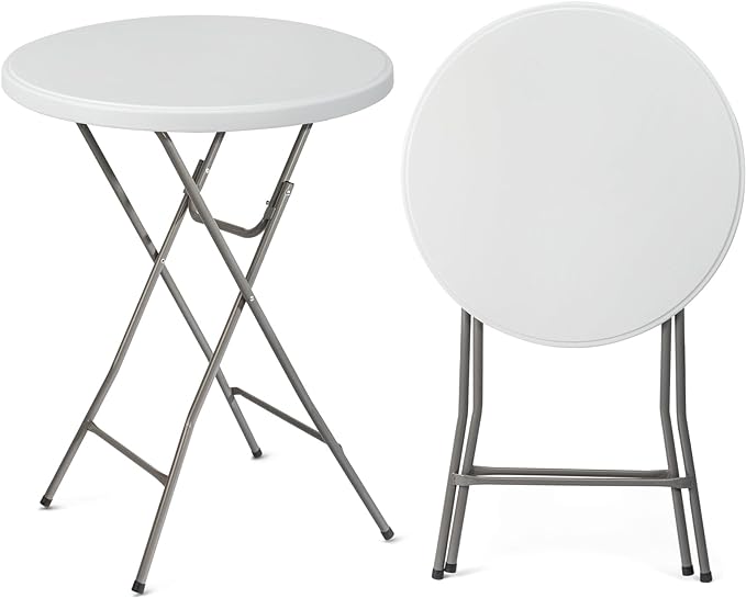 VINGLI 32" Plastic Folding Round Table Bar Height, HDPE Matrial by VINGLI