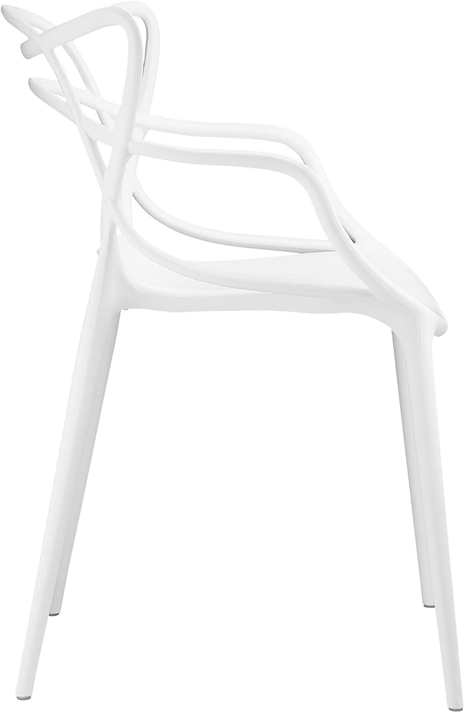Modway Entangled Modern Molded Plastic Two Dining Armchairs in White - Image 5