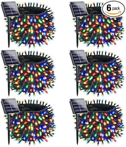 OZS 6 Pack 480LED Solar Christmas String Lights Outdoor, Waterproof 8 Modes by OZS