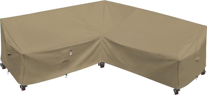 Heavy Duty 600D Patio Couch Cover, Waterproof, Desert Khaki by Flexiyard