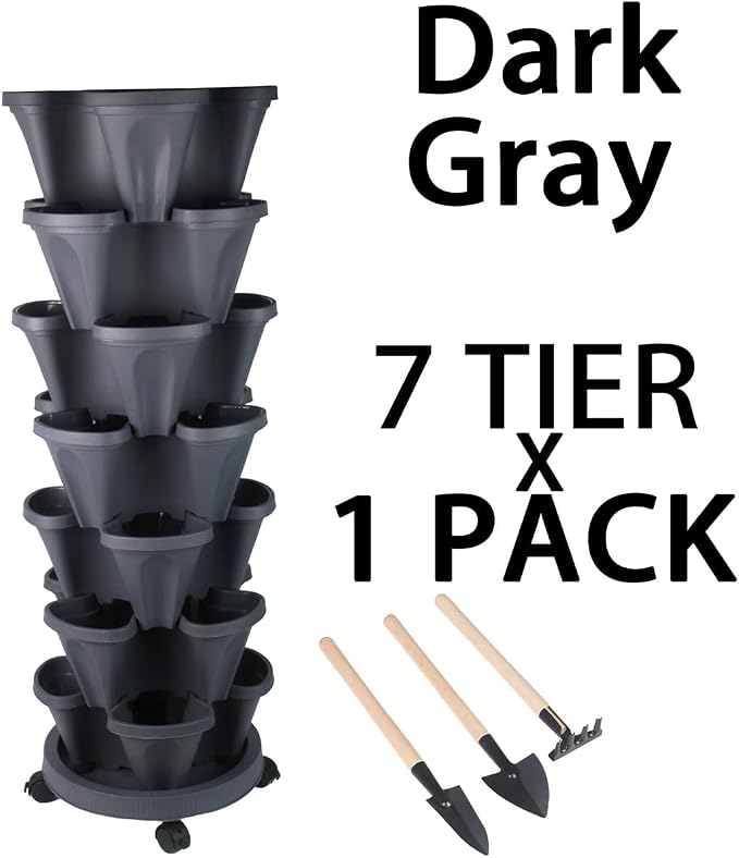 GameXcel Vertical Planter 7 Tier Stackable Planters Garden Planters Strawberry - Image 8