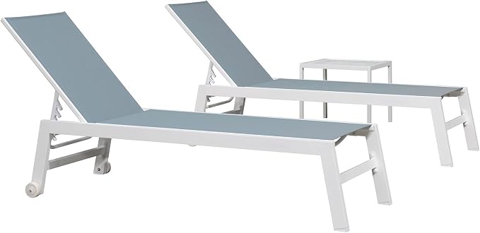 PURPLE LEAF Lounge Chair Outdoor Set of 2 White Aluminum Lounge Chair - Image 9