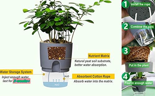 Self Watering Planter for Indoor Plants, 2 Pack 9.3 Inch Flower Pot Modern - Image 7