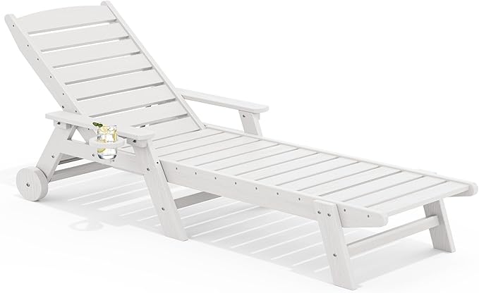 SERWALL Patio Chaise Lounge Chair, Poly Lounge Chair by SERWALL